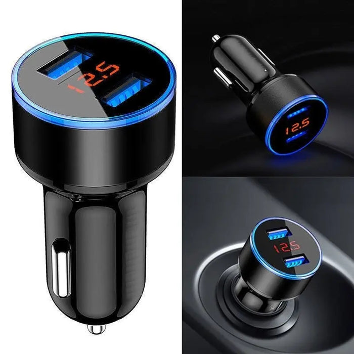 12-24V Electronic LCD Display Fast Charging Auto USB Adapter