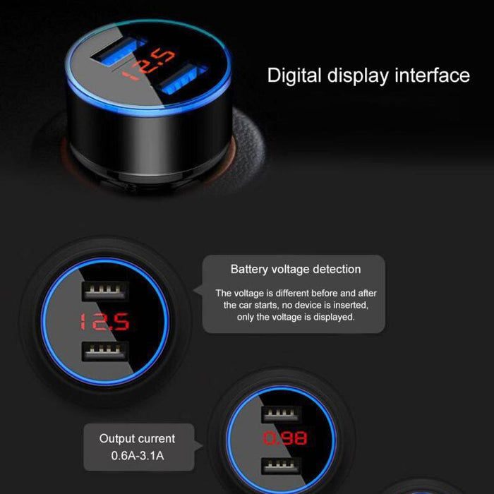 12-24V Electronic LCD Display Fast Charging Auto USB Adapter General gadgets B68