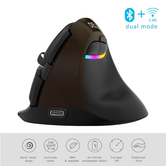 Mini Jet Black Wireless Rechargeable Silent click Vertical Mouse General gadgets B68